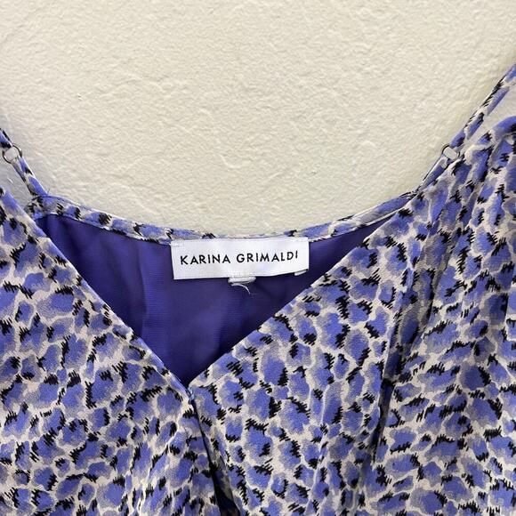 Karina Grimaldi Revolve Blue Floral Ruched Midi Slip Dress - Picture 7 of 7